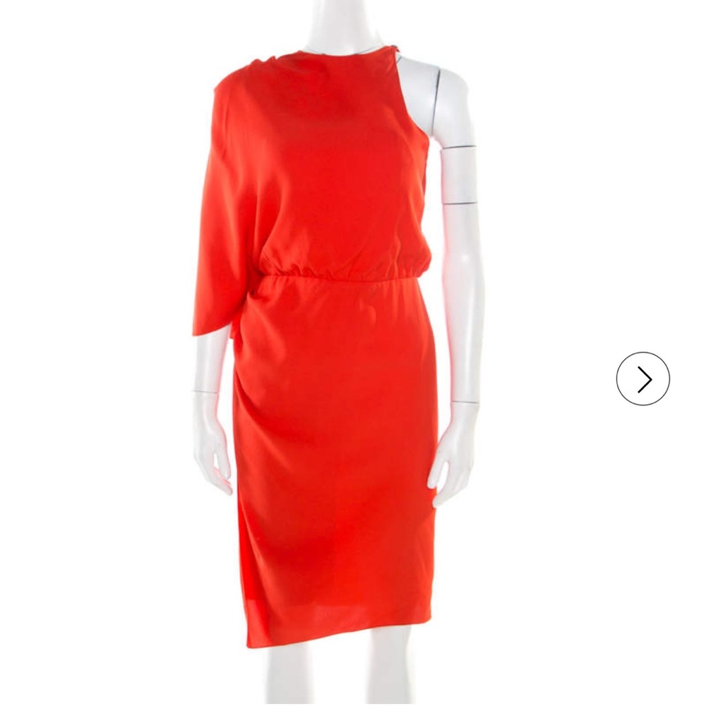 Alexander Wang Orange Silk Asymmetric Sleeve Sheath Dress 2